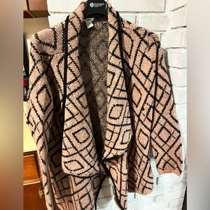 Sweater  jacket by Nat III sweater jacket.  Knit beige and black jacquard